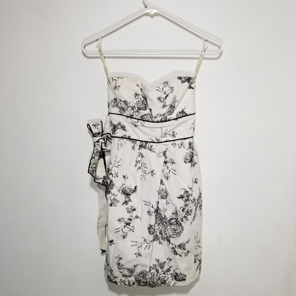 Black and White Strapless Dress